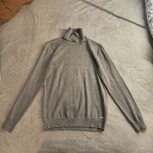 Calvin Klein Silver Gray Shimmer Turtleneck Sweater